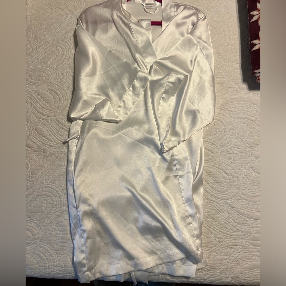 Victoria’s Secret “Bride” white silk robe.
